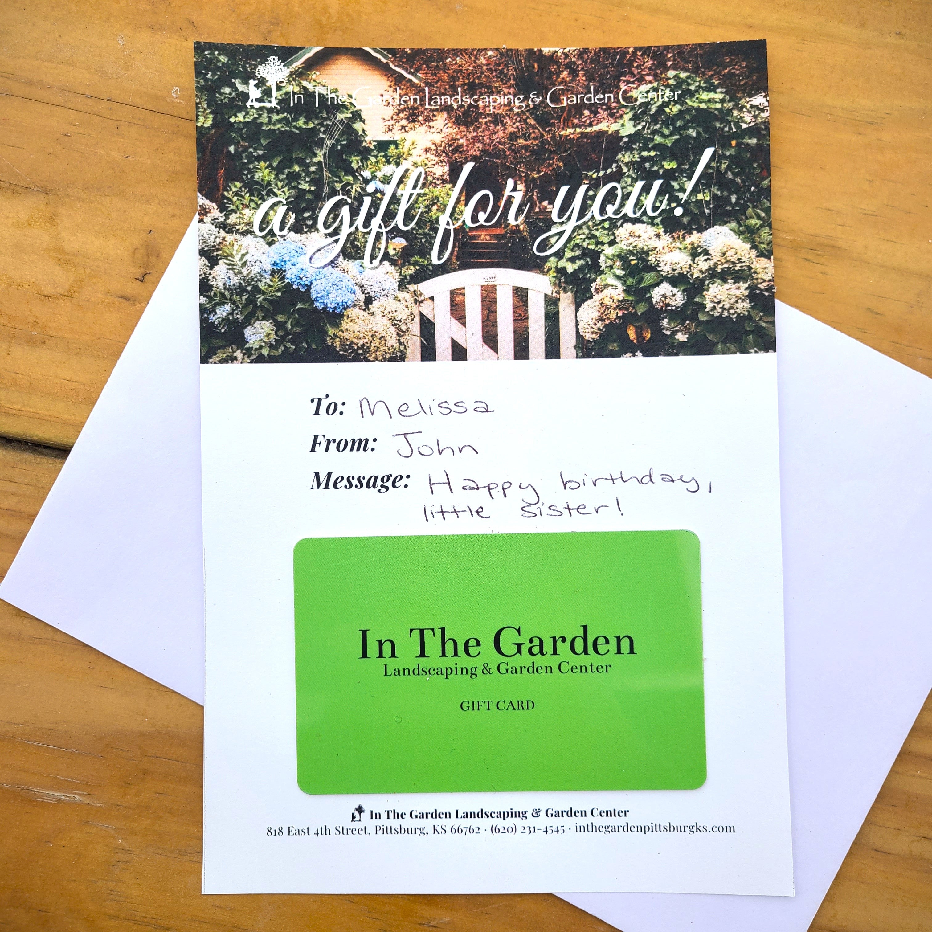 In The Garden Physical Gift Card