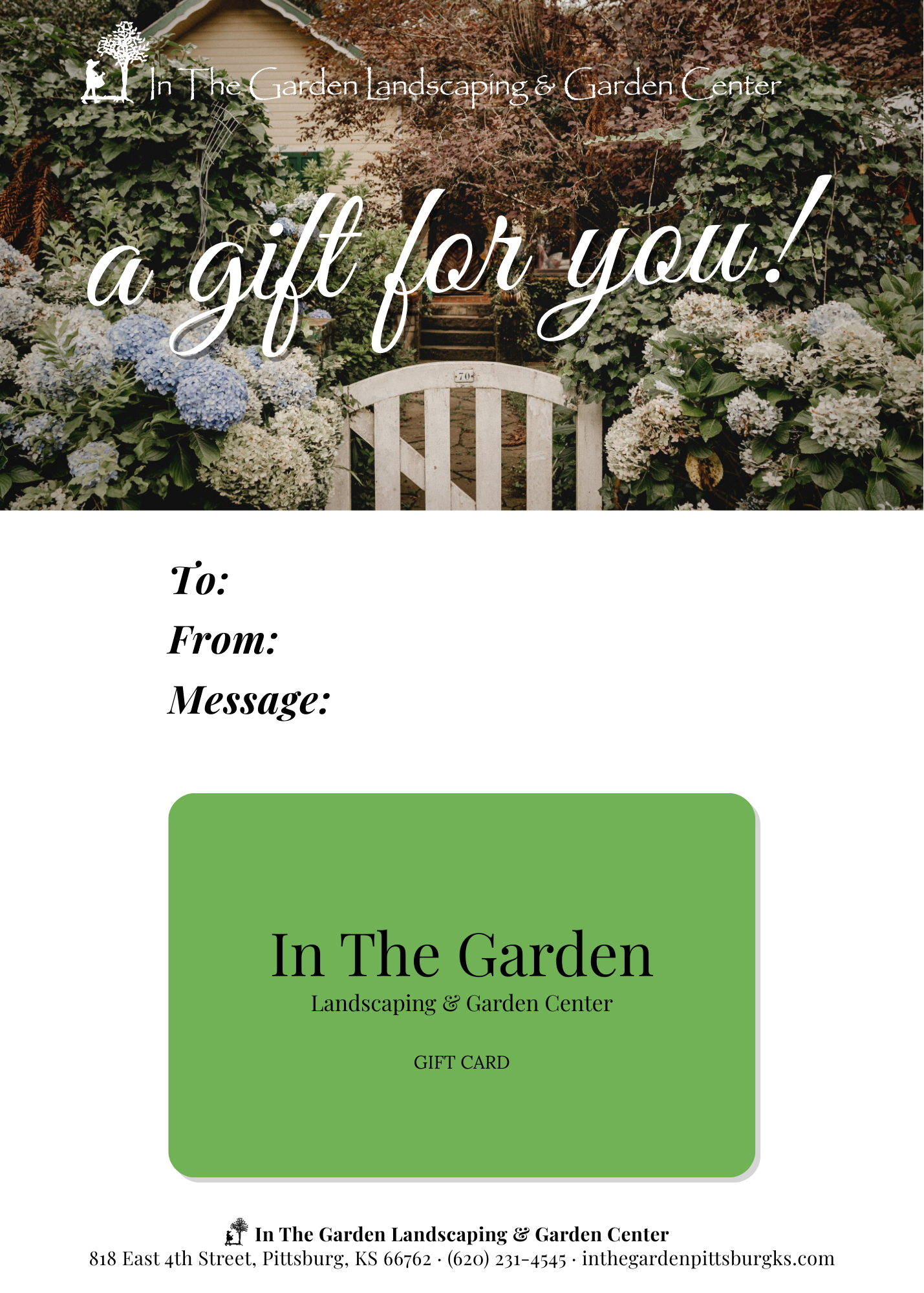 In The Garden Physical Gift Card
